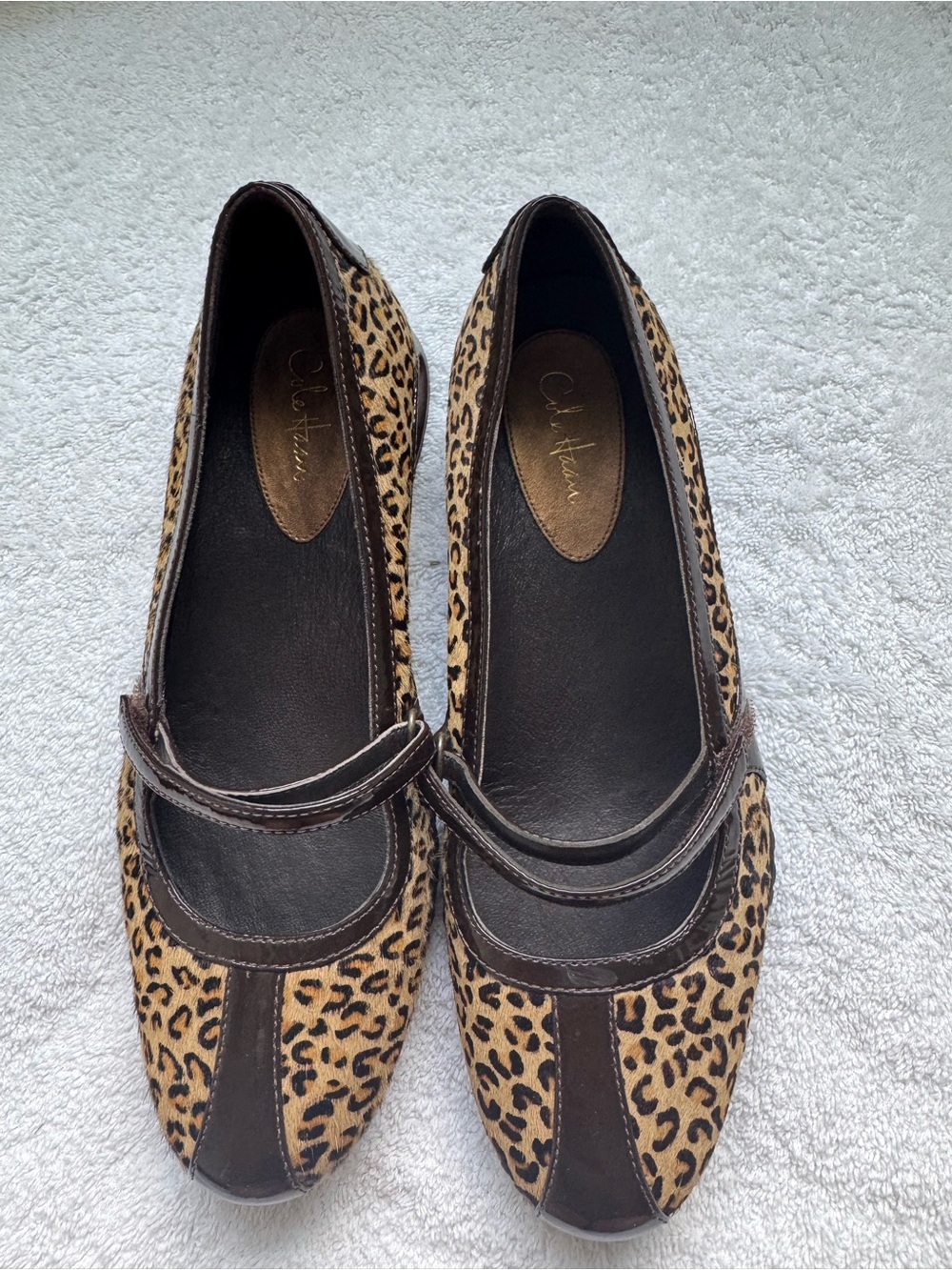 Cole Haan Air Bria Leopard Print Mary Jane Flats - Brown/Tan